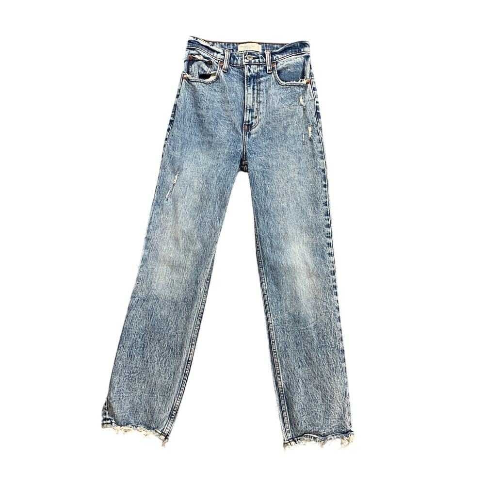 Abercrombie & Fitch Jeans Womens 25/0 Blue 90s Straight Ultra High Rise Raw Hem